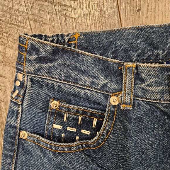 Vintage I. B. Diffussion Blue Jeans Stud Embellishments Woman Size 4 - Picture 3 of 9